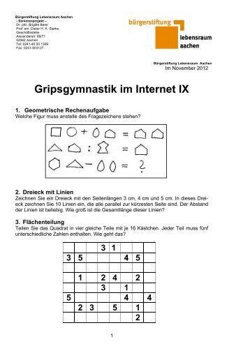 Gripsgymnastik im Internet IX - Die Seniorenstadt im Internet