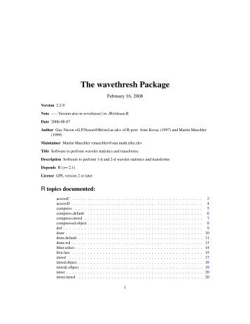 The wavethresh Package - NexTag Supports Open Source Initiatives