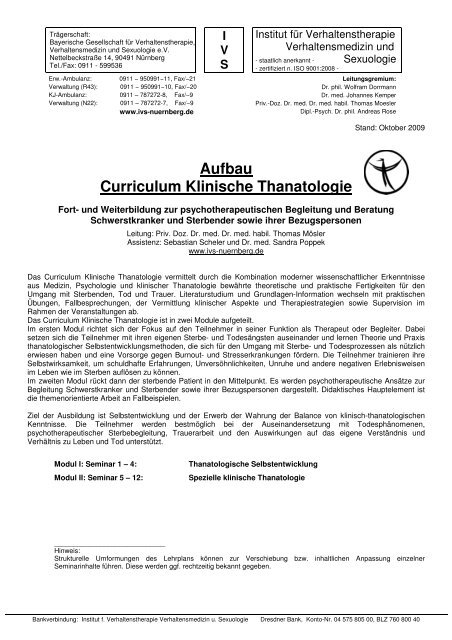 Aufbau Curriculum Klinische Thanatologie - Institut fÃ¼r ...