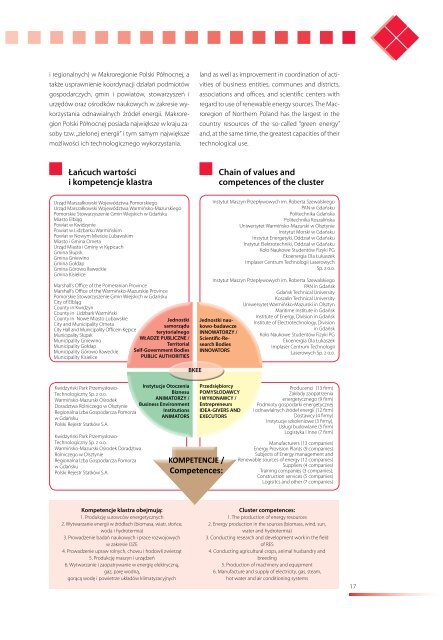 Klastry w wojewÃ³dztwie pomorskim Clusters in the ... - Portal Innowacji