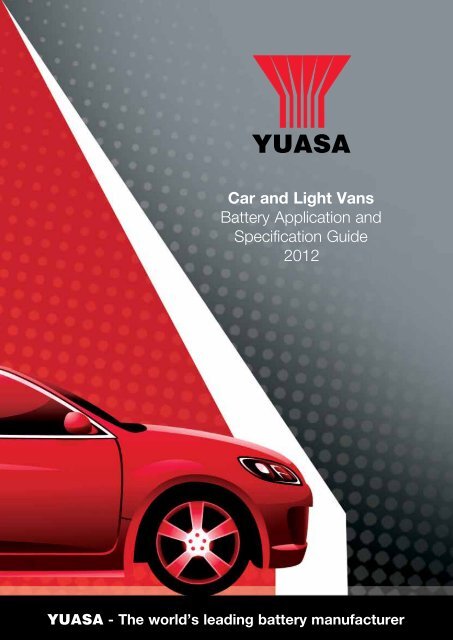 Yuasa Car Battery Application Chart