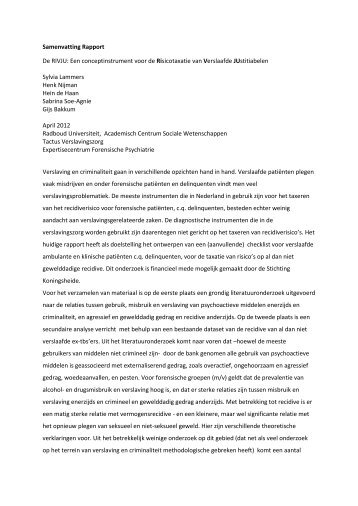 Samenvatting Rapport De RIVJU: Een conceptinstrument voor ... - EFP