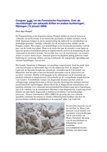 Congres 'Lust ! en de Forensische Psychiatrie. Over de ... - EFP