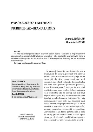 personalitateaunui brand studiu de caz – brandul ursus - Ekphrasis