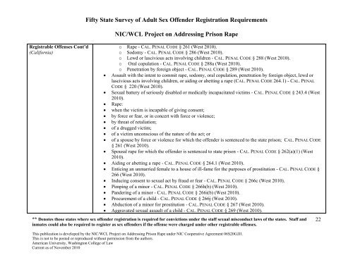 Fifty State Survey of Adult Sex Offender Registration Requirements ...