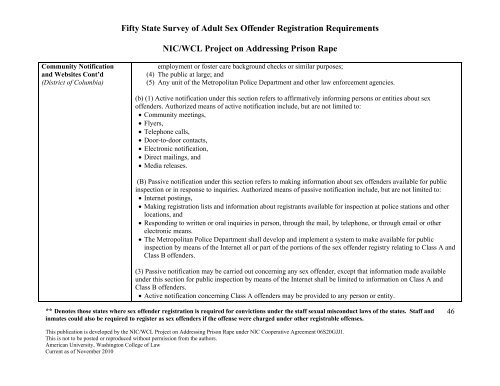 Fifty State Survey of Adult Sex Offender Registration Requirements ...