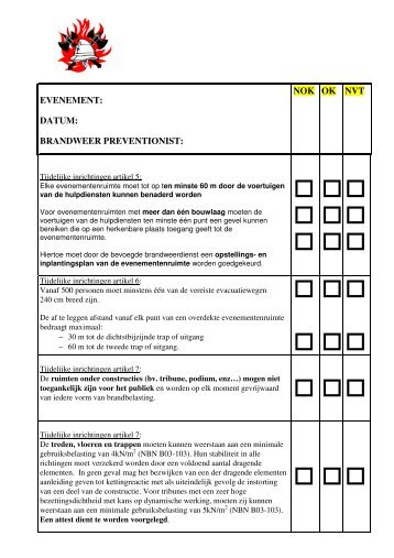 Checklist 'Richtlijnen ter bescherming tijdelijke instellingen'