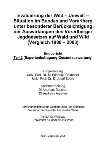 Evaluierung der Wild – Umwelt – Situation im Bundesland ...