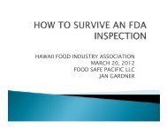 How To Survive an FDA Inspection - Hawaii Food Industry ...