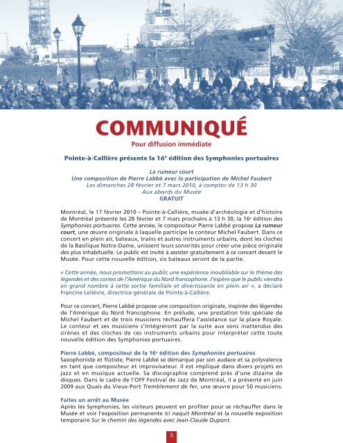 Dossier de presse complet (document pdf) - Pointe-à-Callière