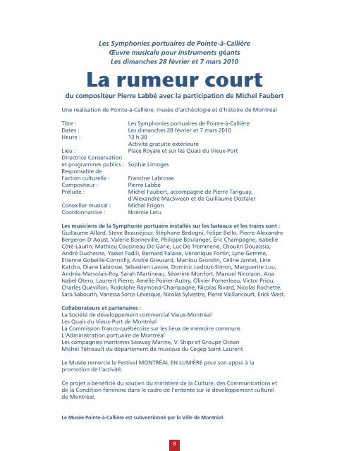 Dossier de presse complet (document pdf) - Pointe-à-Callière