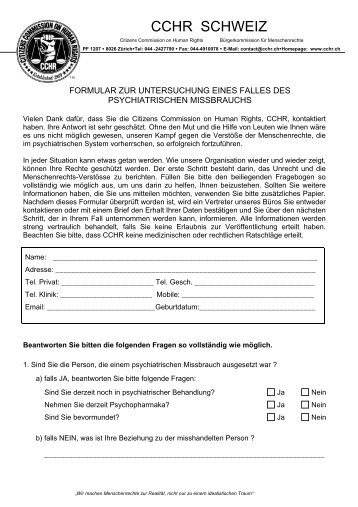 formular zur untersuchung eines falles des ... - CCHR Schweiz