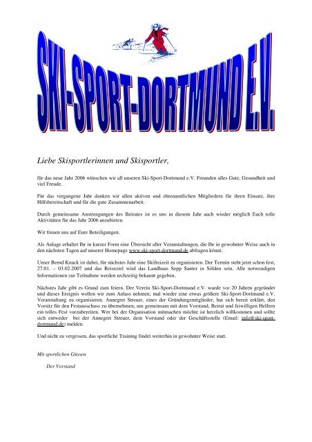 Liebe Skisportlerinnen und Skisportler, - Ski-Sport-Dortmund e.V.