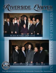 November 2009 - Riverside Lawyer Magazine - Riverside County ...