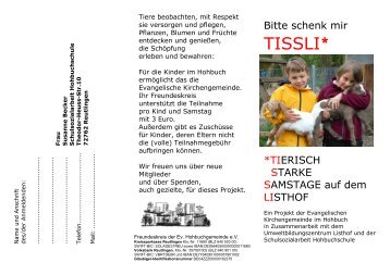 Tissli-Flyer Entwurf 2. Jahr - Hohbuchschule Reutlingen