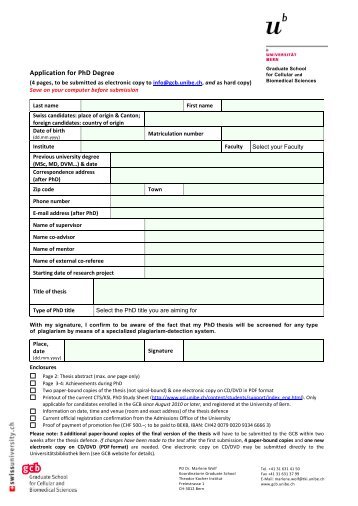 PhD Degree Form - Graduate School for Cellular and Biomedical ...