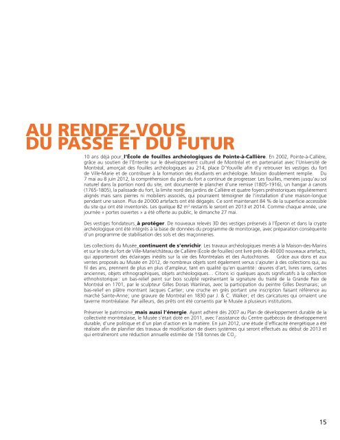 Rapport annuel 2012 - pour impression - Pointe-à-Callière