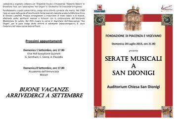 Programma di sala a cura della organizzazione - Concertodautunno