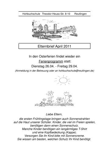 Deckblatt April - Hohbuchschule Reutlingen