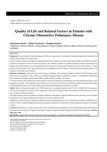 Quality of Life and Related Factors in Patients with ... - Tanaffos