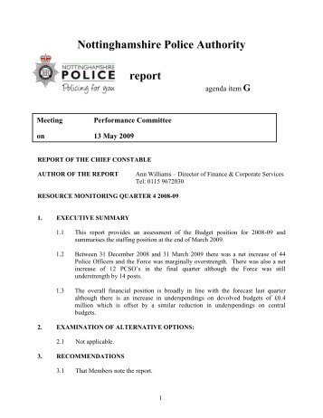 report - Nottinghamshire Police Authority