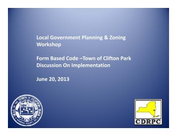 Town of Clifton Park Form Based Code