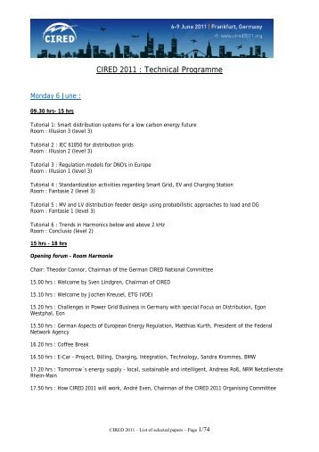 CIRED 2011 : Technical Programme