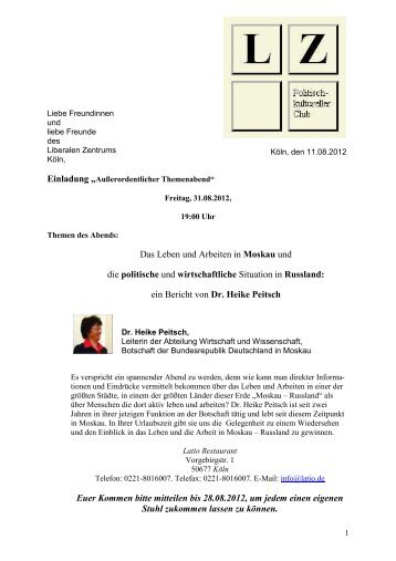 ein Bericht von Dr. Heike Peitsc - LZ Köln
