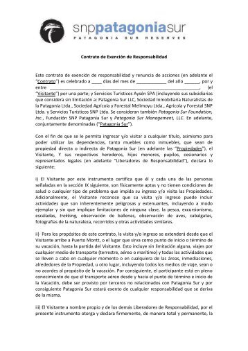 Contrato de ExenciÃ³n de Responsabilidad Este ... - Patagonia Sur
