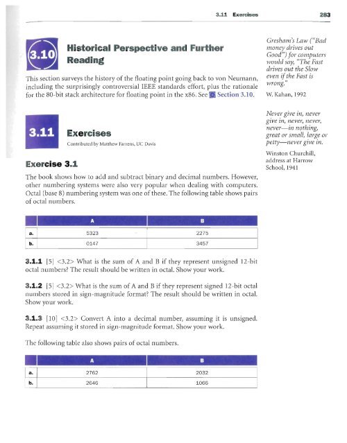 Historical Perspective and Further Reading Exercises