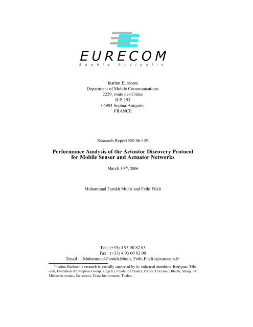 Performance Analysis of the Actuator Discovery Protocol ... - Fethi Filali