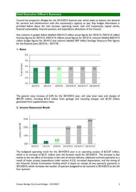 City of Greater Bendigo Annual Budget 2014/2015