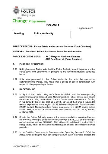 Report - Nottinghamshire Police Authority