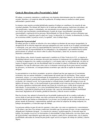 Carta de Barcelona sobre Precariedad y Salud