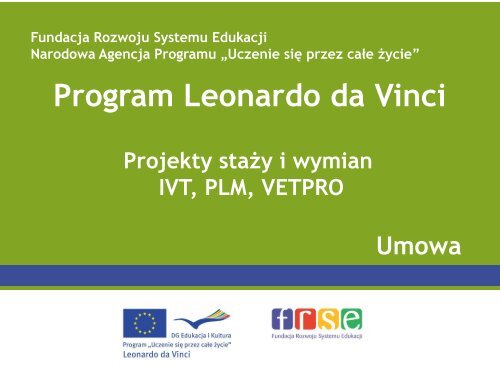 Umowa finansowa 2012 - Leonardo da Vinci