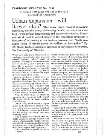 Urban Expansion -- Will it Ever Stop? - Mason Gaffney's Website