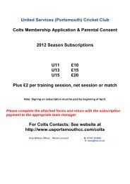 Cricket Club Colts Membership Application & Parental Consent ...