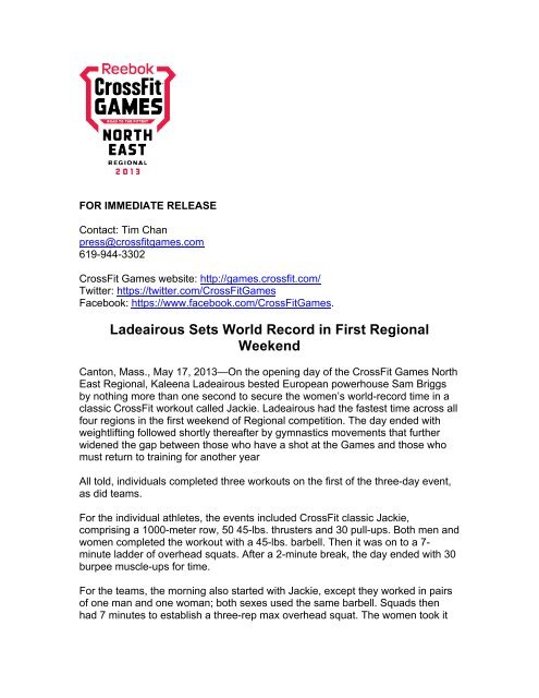 Ladeairous Sets World Record in First Regional Weekend - CrossFit