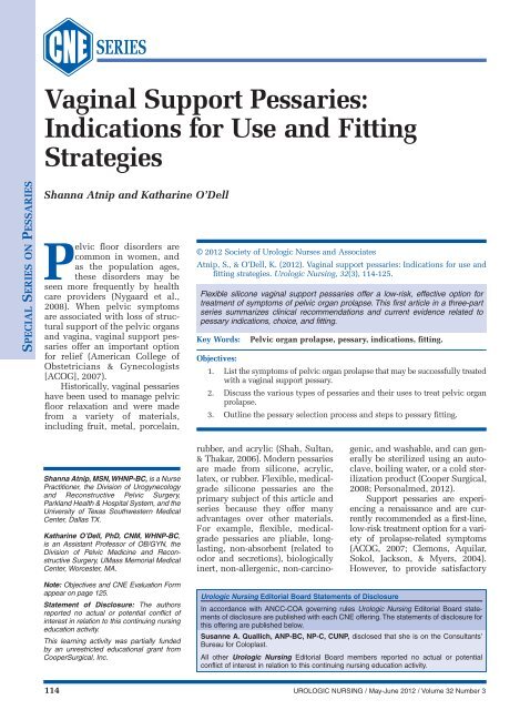 Vaginal Support Pessaries: Indications for Use and Fitting ... - SUNA