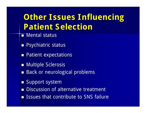 Use of Sacral Neuromodulation in the Management of ... - SUNA