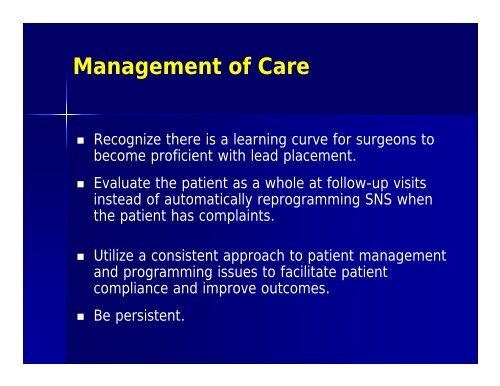 Use of Sacral Neuromodulation in the Management of ... - SUNA