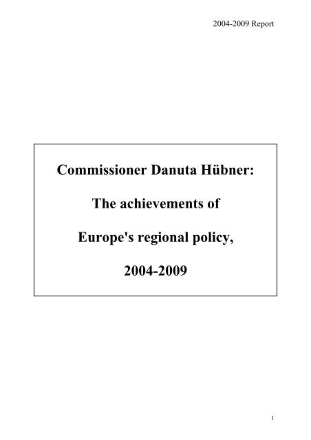 Achievements of Europe's regional policy 2004-2009 - Et2050.eu