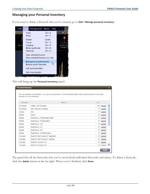 FINALE Fireworks User Guide