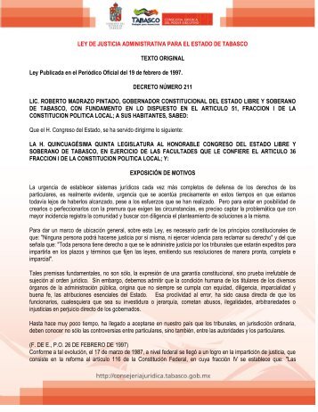 ley de justicia administrativa para el estado de tabasco