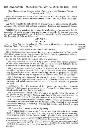 (regulation for drinking water purposes) act, 1993 - Bombay High ...