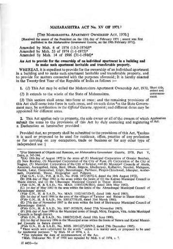 Maharashtra Apartment Ownership Act, 1970