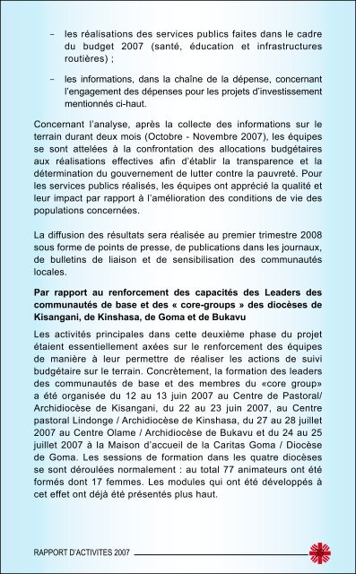 RAPPORT D'ACTIVITES 2007 - Caritas