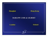 BLG Shanghai Hong Kong BARLOW LYDE & GILBERT London ...