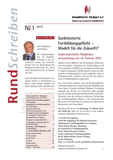 R u n d Sch re ib e n - AnwaltVerein Stuttgart eV