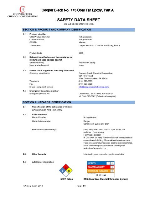 SAFETY DATA SHEET - Pro Guard Coatings